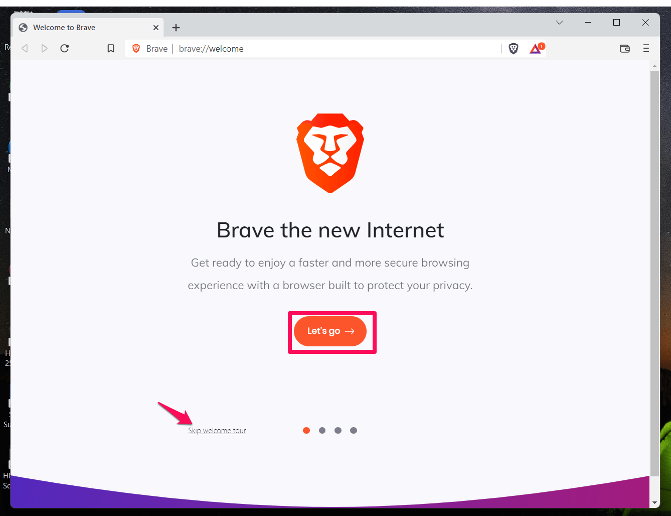 Skip Welcome Tour on Brave Browser