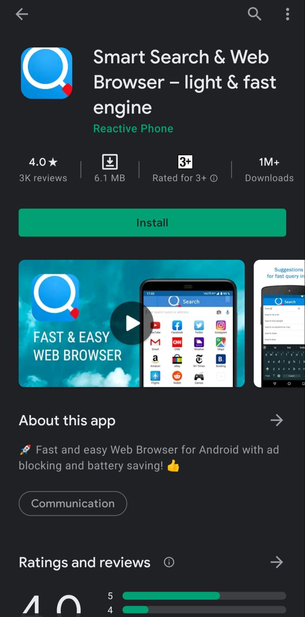 Умный поиск и веб-браузер для Android