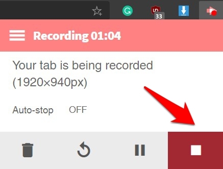 Stop recording in screencastify extension