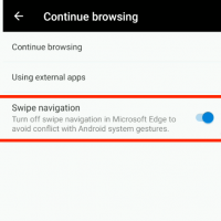 Swipe navigation continue browsing in Edge Android