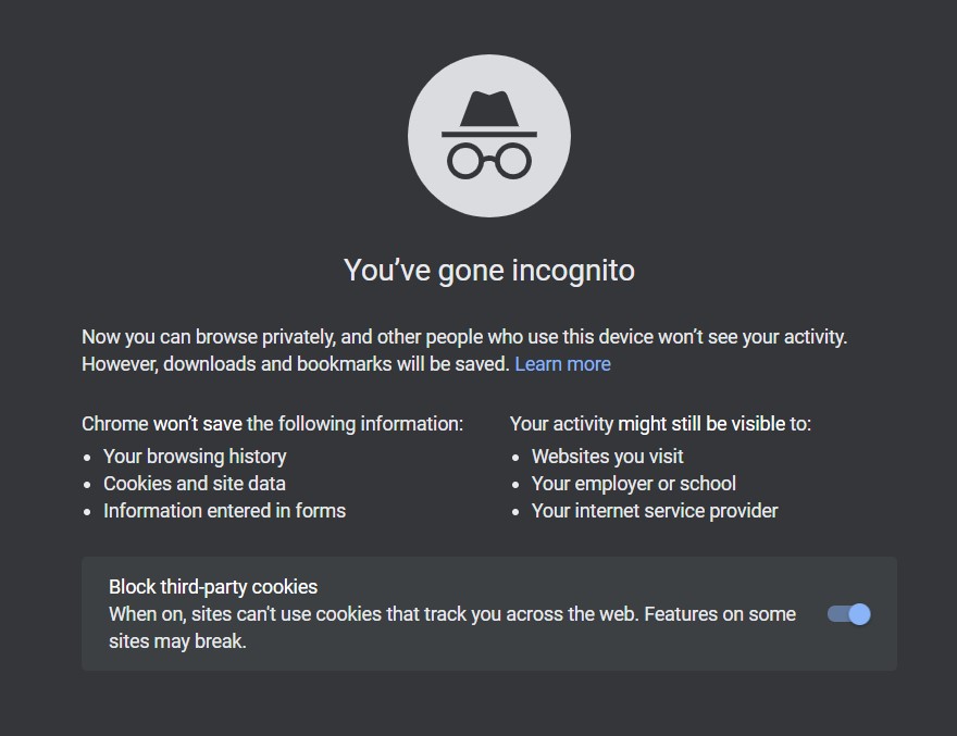 Switch to Incognito Private browsing mode in Chrome