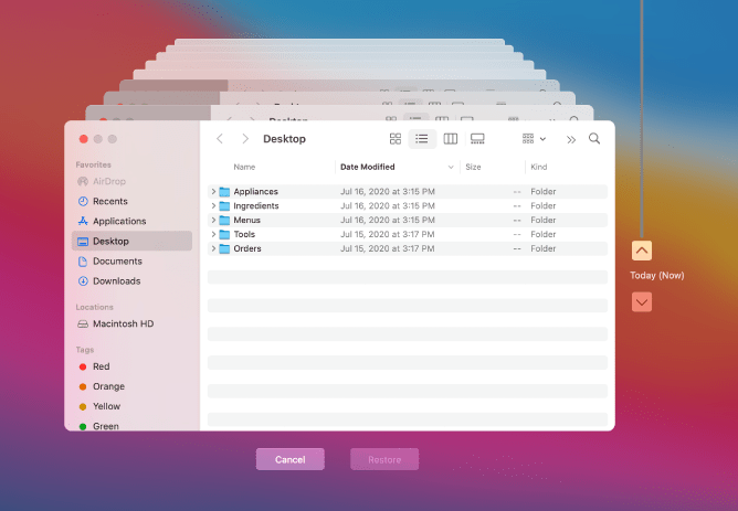 Time Machine Backup versions on MacOS