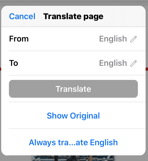Translate Page and Always Translte English