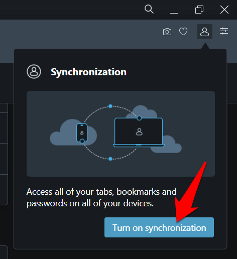 Turn on Synchronization in Opera Computer