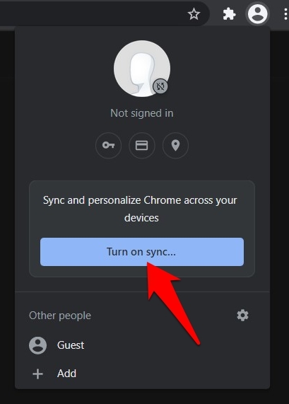 Включите синхронизацию на компьютере Chrome