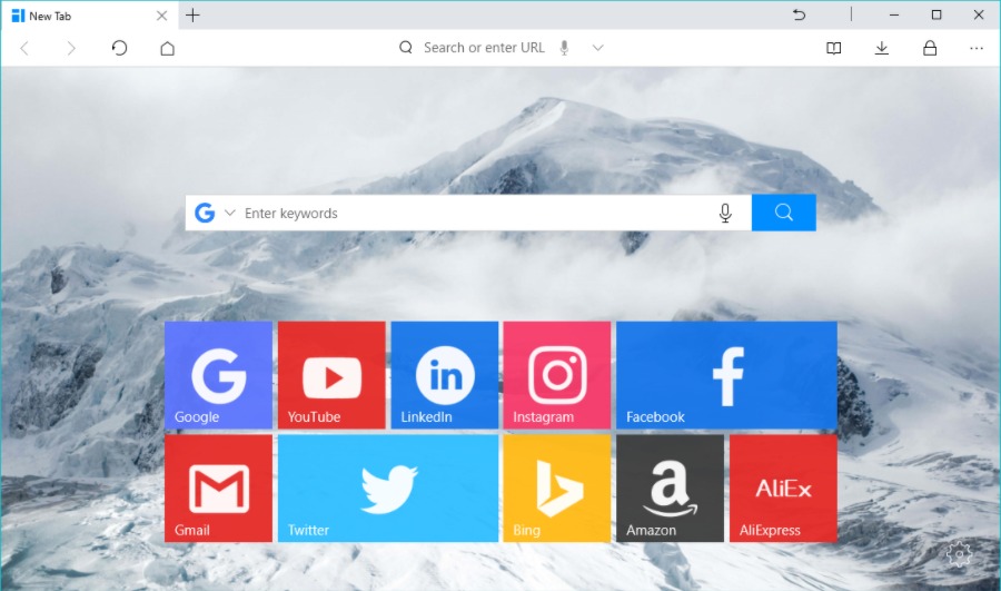 UCWeb for Windows with home screen