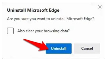 Uninstall Microsoft Edge browser dialog box in Windows PC