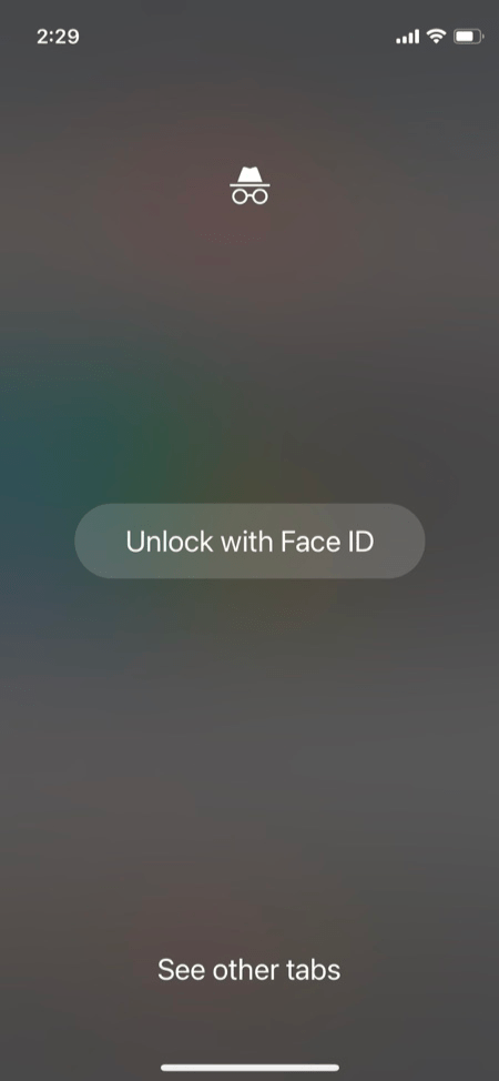 Unlock with Face ID on Chrome iPhone for Incognito mode tab