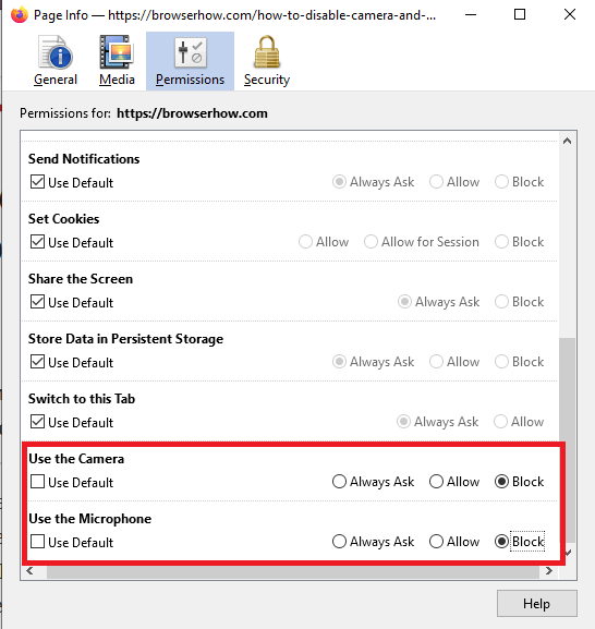 Use Page Info Window To Disable Camera And Microphone Access In Firefox Computer