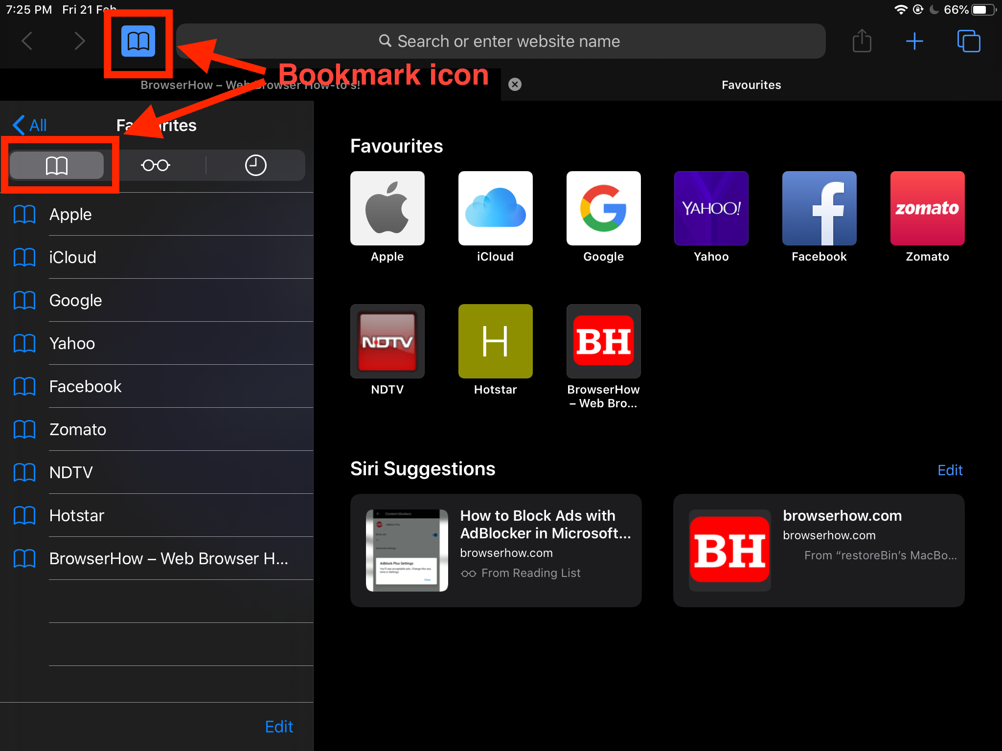 Visit and View Bookmarks and Favorites in Safari on iOS