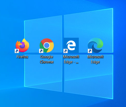 Web Browser Shortcuts on Windows Desktops screen