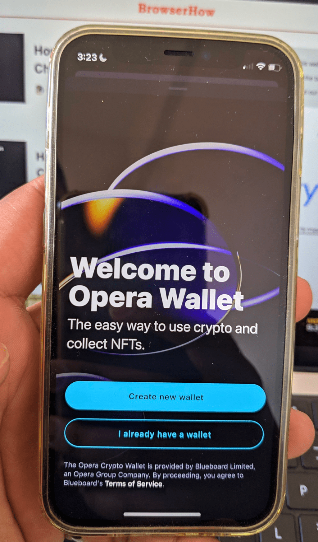 Welcome to Crypto Wallet screen on Opera iPhone