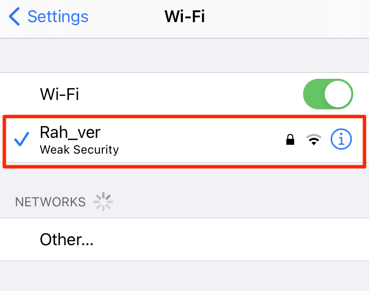 WiFi connections in iPhone