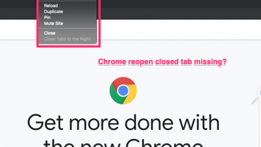 chrome reopen closed tab missing