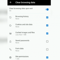 clear browsing history cookies and site data and cached images and files in edge android