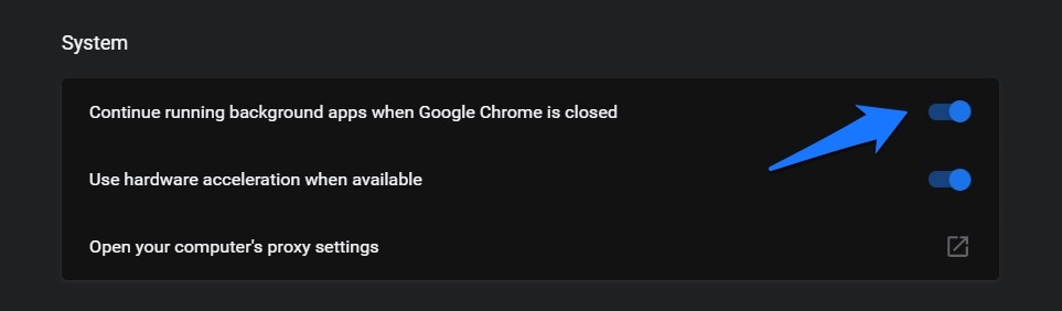 continue running background apps when the chrome is closed