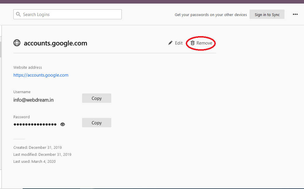 delete Firefox saved passwords