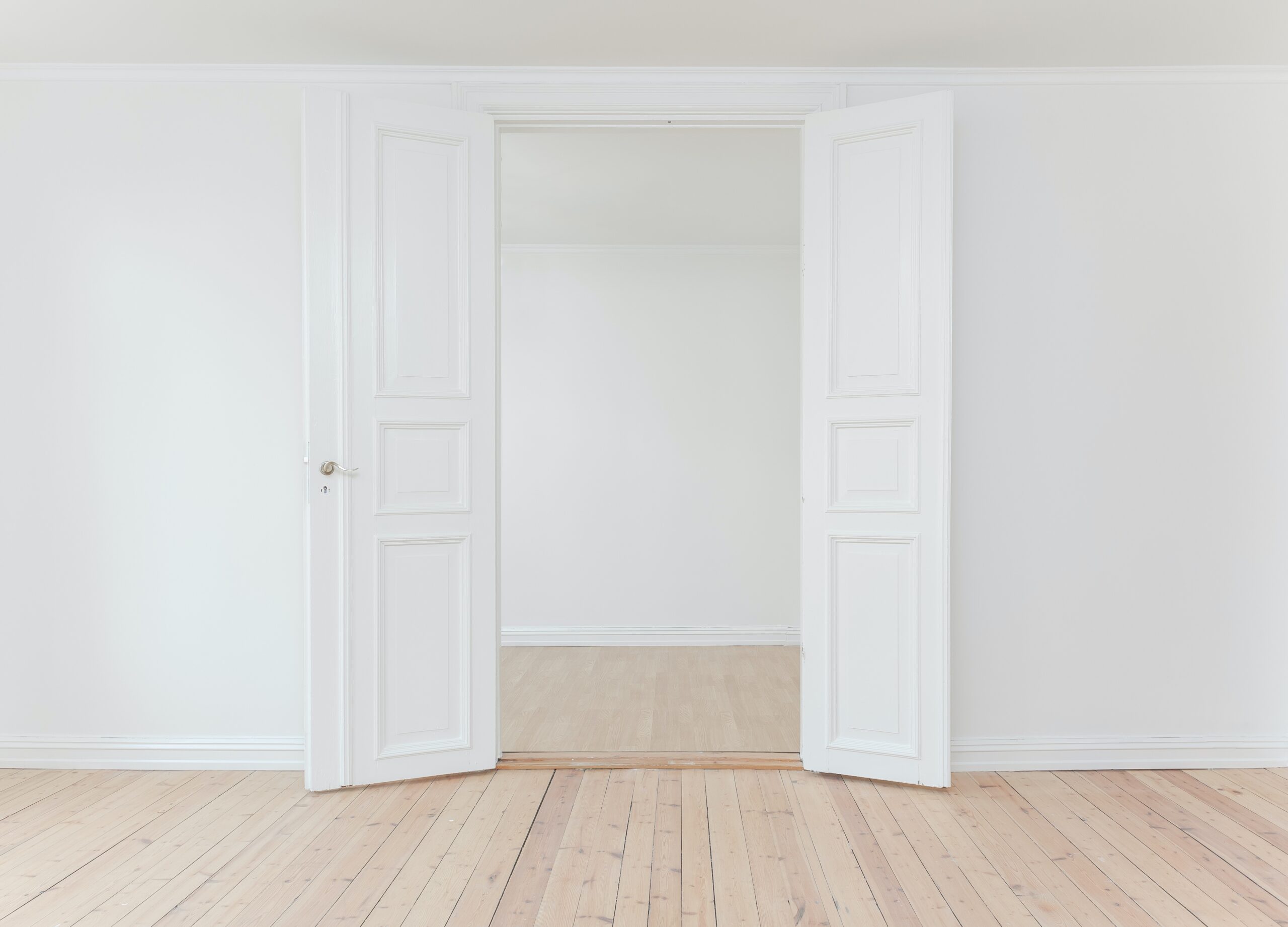 Door in a white room at home