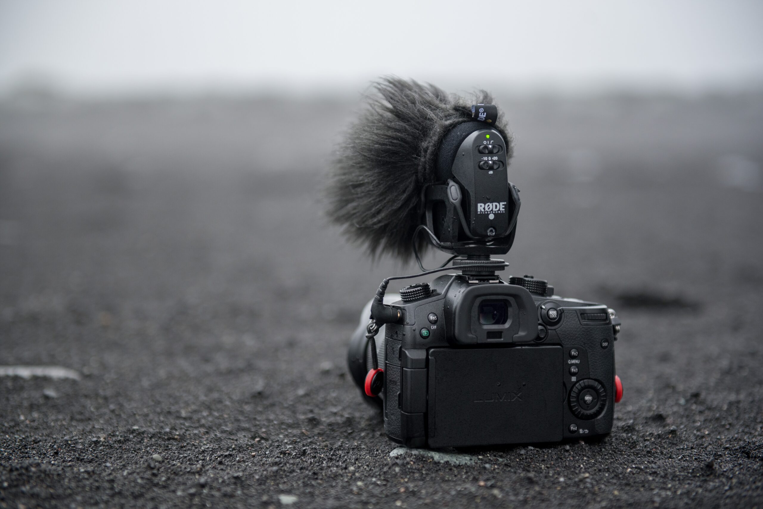 dslr camera with attached microphone
