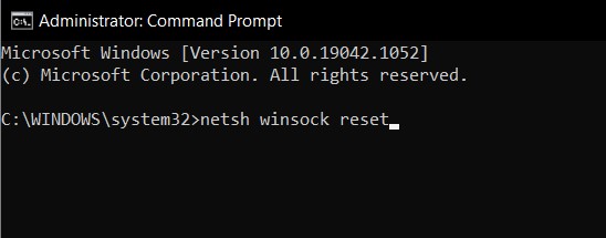 netsh winsock reset command in Windows OS