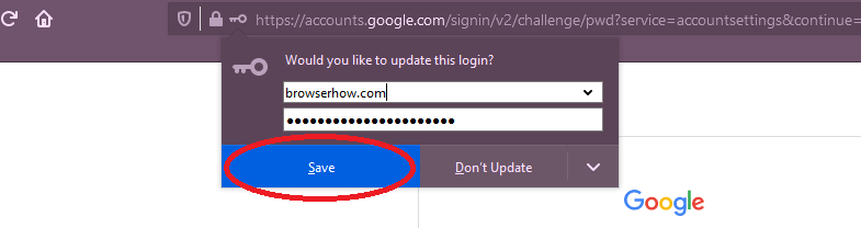 save username and password on Firefox browser