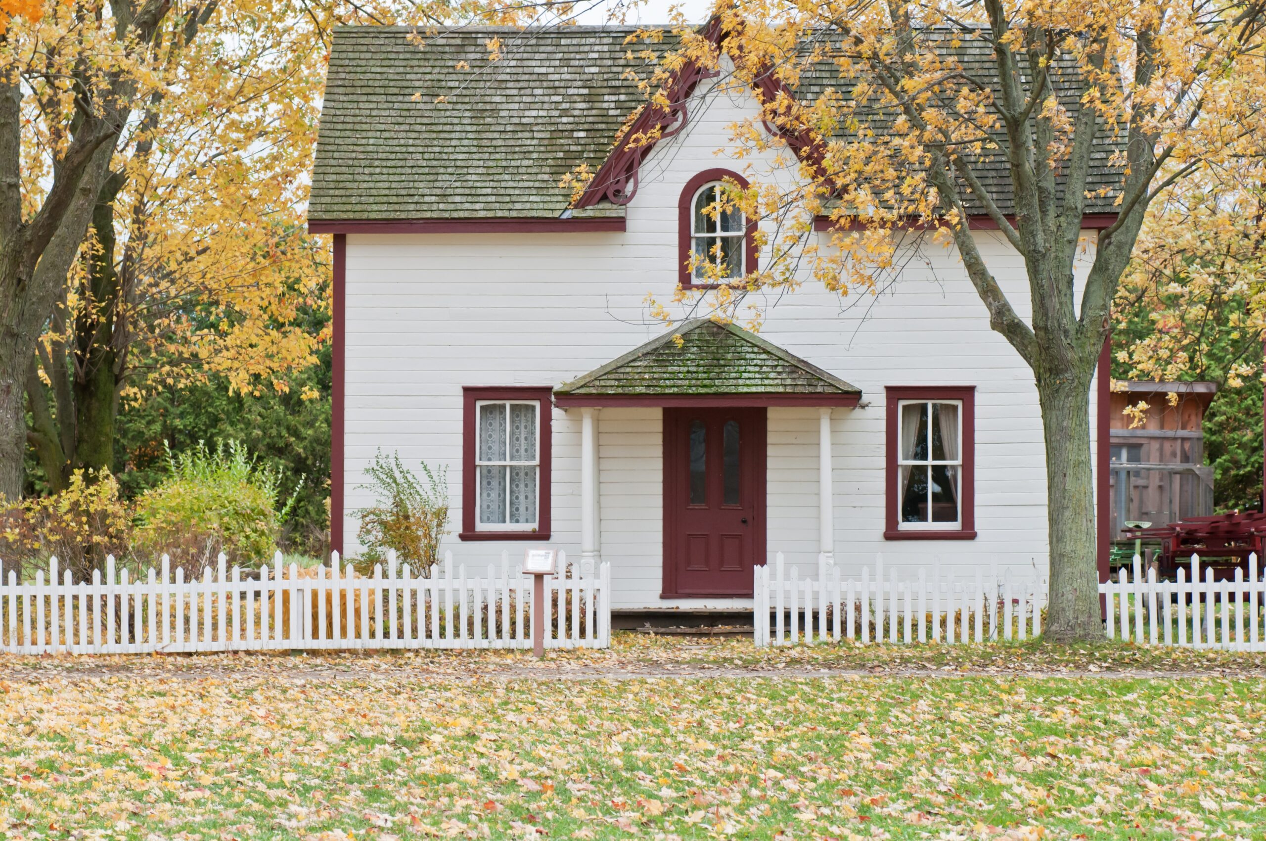 small home in autumn season