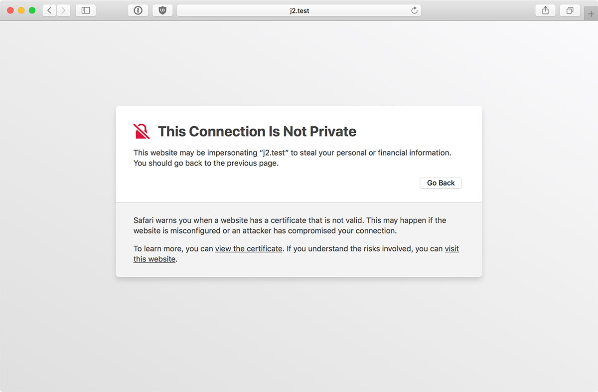 this connection is not private error in safari macos browser